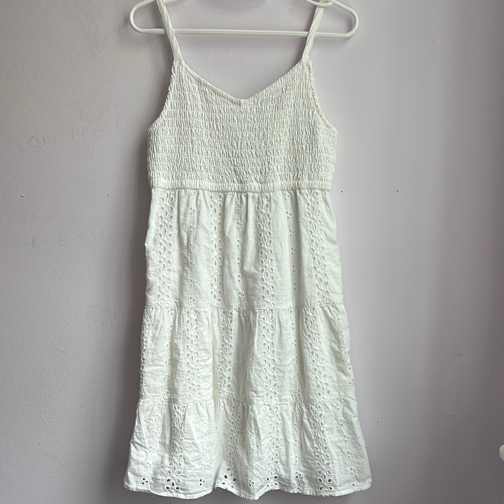 White Summer Eyelet Dress with pockets!